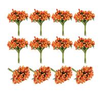 PATIKIL Mini Artificial Pip Berry Picks Bunch, 144Pcs Fruit Flower Stamens for Craft DIY Wreaths Wedding Floral Arrangements Decoration, Orange