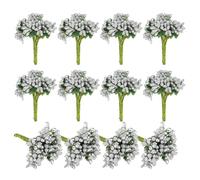 PATIKIL Mini Artificial Pip Berry Picks Bunch, 144Pcs Fruit Flower Stamens for Craft DIY Wreaths Wedding Floral Arrangements Decoration, Silver Tone
