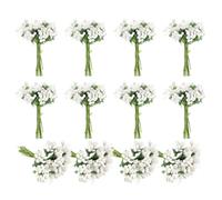 PATIKIL Mini Artificial Pip Berry Picks Bunch, 144Pcs Fruit Flower Stamens for Craft DIY Wreaths Wedding Floral Arrangements Decoration, White