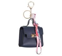 PATIKIL Mini Backpack Keychain, Cute Coin Purse Keychain PU Leather Backpack Purse Key Chain Little Earbud Bag Keychains for Women Mini Card Data Cable Organizer, Bright Blue
