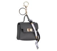 PATIKIL Mini Backpack Keychain, Cute Coin Purse Keychain PU Leather Backpack Purse Key Chain Little Earbud Bag Keychains for Women Mini Card Data Cable Organizer, Gray