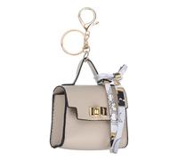 PATIKIL Mini Backpack Keychain, Cute Coin Purse Keychain PU Leather Backpack Purse Key Chain Little Earbud Bag Keychains for Women Mini Card Data Cable Organizer, Beige