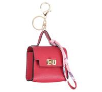 PATIKIL Mini Backpack Keychain, Cute Coin Purse Keychain PU Leather Backpack Purse Key Chain Little Earbud Bag Keychains for Women Mini Card Data Cable Organizer, Rose Red