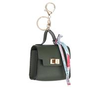 PATIKIL Mini Backpack Keychain, Cute Coin Purse Keychain PU Leather Backpack Purse Key Chain Little Earbud Bag Keychains for Women Mini Card Data Cable Organizer, Green