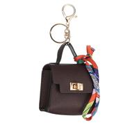 PATIKIL Mini Backpack Keychain, Cute Coin Purse Keychain PU Leather Backpack Purse Key Chain Little Earbud Bag Keychains for Women Mini Card Data Cable Organizer, Brown