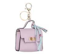 PATIKIL Mini Backpack Keychain, Cute Coin Purse Keychain PU Leather Backpack Purse Key Chain Little Earbud Bag Keychains for Women Mini Card Data Cable Organizer, Purple