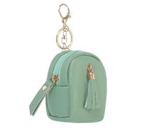 PATIKIL Mini Backpack Keychain for Women, PU Leather Cute Cosmetic Bag Coin Purse Creative Keychains with Tassel for Makeup Key Card, Green
