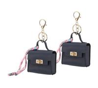 PATIKIL Mini Backpack Keychain Pouch, 2 Pcs Cute Leather Change Wallet Coin Purse Coin Pouch for Men Women Change Makeup Headphones Cable, Blue