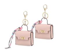 PATIKIL Mini Backpack Keychain Pouch, 2 Pcs Cute Leather Change Wallet Coin Purse Coin Pouch for Men Women Change Makeup Headphones Cable, Pink