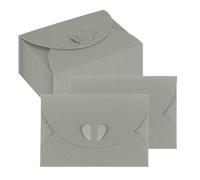 PATIKIL Mini Card Envelopes 103x72mm, Cute Cards Holder with Heart Clasp for Birthday Weddings Favors Business Greeting Cards (Silver, Pack of 50)