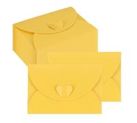 PATIKIL Mini Card Envelopes 103x72mm, Cute Cards Holder with Heart Clasp for Birthday Weddings Favors Business Greeting Cards (Yellow, Pack of 50)