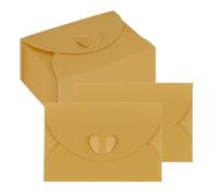 PATIKIL Mini Card Envelopes 103x72mm, Cute Cards Holder with Heart Clasp for Birthday Weddings Favors Business Greeting Cards (Gold, Pack of 50)