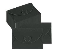 PATIKIL Mini Card Envelopes 103x72mm, Cute Cards Holder with Heart Clasp for Birthday Weddings Favors Business Greeting Cards (Black, Pack of 50)