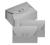 PATIKIL Mini Card Envelopes 105x72mm, 24PCS Cute Envelopes Holder with Heart Clasp for Birthday Weddings Favors Business Greeting Cards, Silver