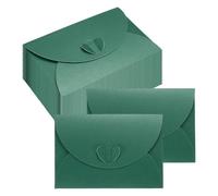 PATIKIL Mini Card Envelopes 105x72mm, 50PCS Cute Envelopes Holder with Heart Clasp for Birthday Weddings Favors Business Greeting Cards, Dark Green