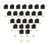PATIKIL Mini Chalkboard Signs, 24Pcs Small Chalkboard with Easel Stand Wooden House Shape for Food Labels Party Weddings Message Board Signs Event Decorations, Black (7.2"x3.1")