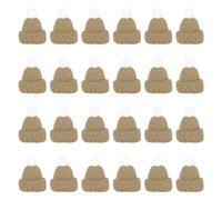 PATIKIL Mini Christmas Knit Hats, 24Pcs Miniature Doll Hat DIY Craft Knitting Decoration for DIY Hair Accessories Art Crafts Festival Tree Ornaments, Light Khaki