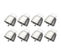 PATIKIL Mini Cow Bells for Crafts Christmas, 8 Pcs Shiny Silver Small Cow Bells, Loud Grazing Copper Bells Noise Makers, Cowbell Goat Bell, 1.4 x 0.9 x 1.4