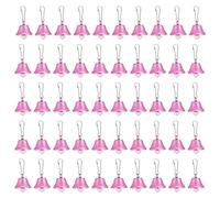 PATIKIL Mini Craft Bells, 50 Pcs Jingle Bells 1" Metal Hanging Bells with 0.9" Spring Hooks for DIY Party Wedding Home Decoration Christmas, Pink