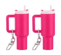 PATIKIL Mini Cup Keychain, 2 Pcs Lip Balm Holder Mini Tumbler Key Chains Cute Decor Keychain Charm for Backpack Handbag Purse, Rose Red