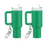 PATIKIL Mini Cup Keychain, 2 Pcs Lip Balm Holder Mini Tumbler Key Chains Cute Decor Keychain Charm for Backpack Handbag Purse, Green