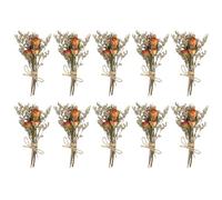 PATIKIL Mini Dried Flower Bouquet, 10 Pcs Rose Natural Wildflower with Stem Decor Baby's Breath Boho Floral Plant Flower for Crafts DIY Photo Props Gift Wedding Decor, Orange
