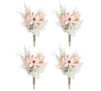 PATIKIL Mini Dried Flower Bouquet, 4 Pcs Pampas Grass Natural Wildflower with Stem Decor Gypsophila Boho Floral Plant Flower for Crafts DIY Photo Props Gift Wedding Decor, Pink/White