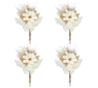 PATIKIL Mini Dried Flower Bouquet, 4 Pcs Pampas Grass Natural Wildflower with Stem Decor Gypsophila Boho Floral Plant Flower for Crafts DIY Photo Props Gift Wedding Decor, White