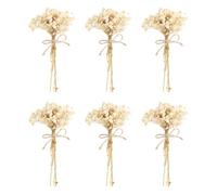 PATIKIL Mini Dried Flower Bouquet, 6 Pcs Baby's Breath Natural Wildflower with Stem Decor Boho Floral Plant Flower for Crafts DIY Photo Props Gift Wedding Decor, White