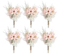 PATIKIL Mini Dried Flower Bouquet, 6 Pcs Pampas Grass Natural Wildflower with Stem Decor Gypsophila Boho Floral Plant Flower for Crafts DIY Photo Props Gift Wedding Decor, Pink/White