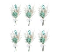 PATIKIL Mini Dried Flower Bouquet, 6 Pcs Pampas Natural Grass Wildflower with Stem Decor Baby's Breath Boho Floral Plant Flower for Crafts DIY Photo Props Gift Wedding Decor, Blue Green