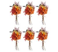 PATIKIL Mini Dried Flower Bouquet, 6 Pcs Pampas Natural Wildflower with Stem Decor Baby's Breath Boho Floral Plant Flower for Crafts DIY Photo Props Gift Wedding Decor, Orange Red