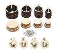 PATIKIL Mini Embroidery Hoops, Wooden Metal Round Cross Stitch Hoop, Wood(1.2 x 1/1.4 x 1.2/1.6 x 1.8/2.2 x 2 Inch,4 Pieces)