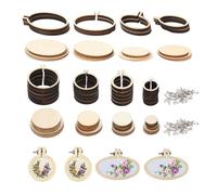 PATIKIL Mini Embroidery Hoops, Wooden Metal Round Cross Stitch Hoop, Wood Round Oval Vertical Oval Horizontal (16 Sets)
