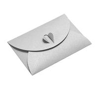 PATIKIL Mini Envelopes, 50 Pack Heart Clasp Tiny Items Storage Cute Present Card Holder for Wedding Greeting Party, Silver