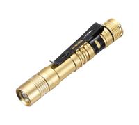 PATIKIL Mini Flashlight with Clip, Super Light Small LED Pen Flashlights Aluminum White Light Torch Battery Powered for Camping Hiking, Golden