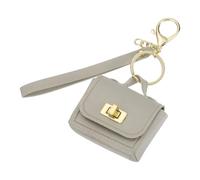 PATIKIL Mini HandBag Keychain, Cute Coin Purse Keychain PU Leather Backpack Purse Key Chain Little Earbud Bag Keychains for Women Mini Card Data Cable Organizer, Gray