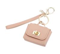 PATIKIL Mini HandBag Keychain, Cute Coin Purse Keychain PU Leather Backpack Purse Key Chain Little Earbud Bag Keychains for Women Mini Card Data Cable Organizer, Pink