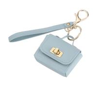 PATIKIL Mini HandBag Keychain, Cute Coin Purse Keychain PU Leather Backpack Purse Key Chain Little Earbud Bag Keychains for Women Mini Card Data Cable Organizer, Blue