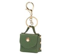 PATIKIL Mini Handbag Keychain for Women, PU Leather Elegant Cute Bag Creative Keyrings for Makeup Key Card Data Cable Organizer Zipper Pouch, Green