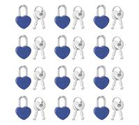PATIKIL Mini Heart Shaped Padlock, 12 Pcs Small Plastic Decorative Diary Lock Mini Keyed Padlocks with Keys for Diary Book Suitcase Jewelry Box Backpack Luggage, Blue