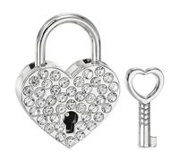 PATIKIL Mini Heart-Shaped Padlock, Small Metal Decorative Diary Lock Mini Keyed Padlocks with Keys for Diary Book Suitcase Jewelry Box Backpack Luggage, Silver