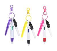 PATIKIL Mini Highlighter Pen, 3 Pcs Badge Reel Highlighter Permanent Marker Pen for Badge Include Tip Retractable Ball with Keychain Clip for Office,Rose Red/Yellow/Purple