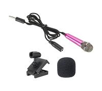 PATIKIL Mini Microphone Portable Vocal Microphone Rose Red for Voice Recording and Singing with Mic Stand and Cover Pack of 1