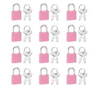 PATIKIL Mini Padlock, 12 Pcs Small Plastic Decorative Diary Lock Mini Keyed Padlocks with Keys for Diary Book Suitcase Jewelry Box Backpack Luggage, Pink