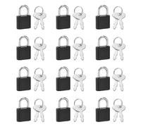 PATIKIL Mini Padlock, 12 Pcs Small Plastic Decorative Diary Lock Mini Keyed Padlocks with Keys for Diary Book Suitcase Jewelry Box Backpack Luggage, Black