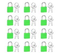 PATIKIL Mini Padlock, 12 Pcs Small Plastic Decorative Diary Lock Mini Keyed Padlocks with Keys for Diary Book Suitcase Jewelry Box Backpack Luggage, Green