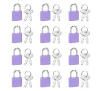 PATIKIL Mini Padlock, 12 Pcs Small Plastic Decorative Diary Lock Mini Keyed Padlocks with Keys for Diary Book Suitcase Jewelry Box Backpack Luggage, Purple
