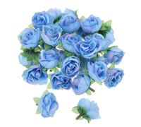 PATIKIL Mini Rose Artificial Flowers Bulk 1.2 Inch, 50 Pcs Silk Cloth Small Fake Flower Heads for Wedding Crafts Home Decor Decoration Party, Dark Blue