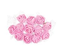 PATIKIL Mini Rose Artificial Flowers Heads 0.98 Inch, 144 Pcs Bulk Stem Foam Fake Roses with Gauze for Wedding Bouquet Boutonnieres Cake Crafts Home Party Decoration, Pink